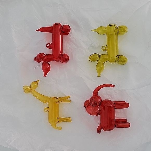 Set of 4 Crate and Barrel glass balloon animal Christmas ornaments - Picture 1 of 6